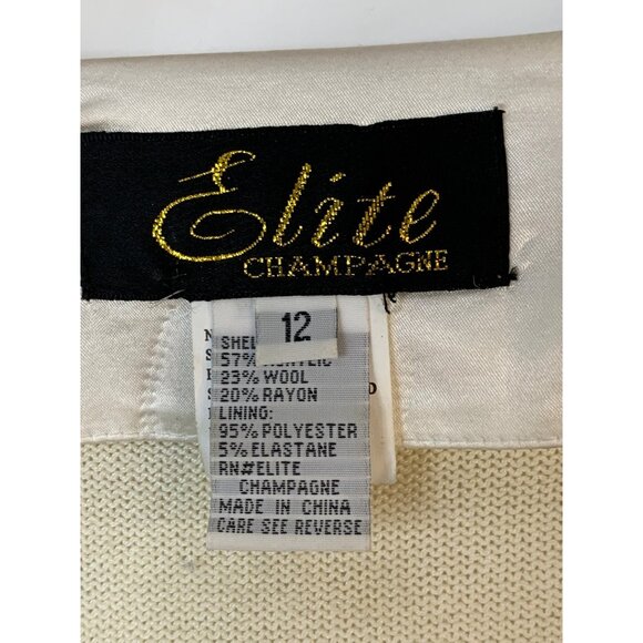 Elite Cream Bling Formal Embellish Cardigan Sweater Top Size 12 RA10082 Wedding - Picture 5 of 9